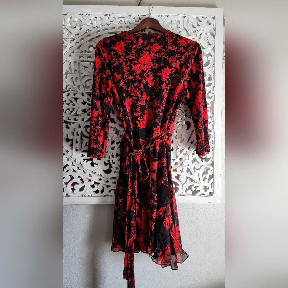 DVF DIANE VON FURSTENBERG IRINA FLORAL FIT & FLARE DRESS SIZE 14 - Picture 9 of 13